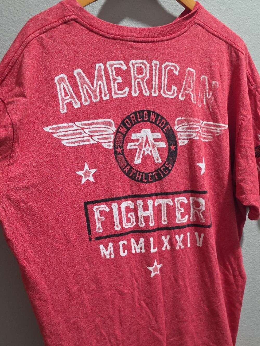 American Fighter Red Graphic Short Sleeve Tee with White Print-3XL